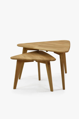 Set 2 Holztische Eiche natur mit Parkettmuster, FSC